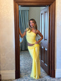 LaPose Avyanna Draped Mesh Maxi Dress