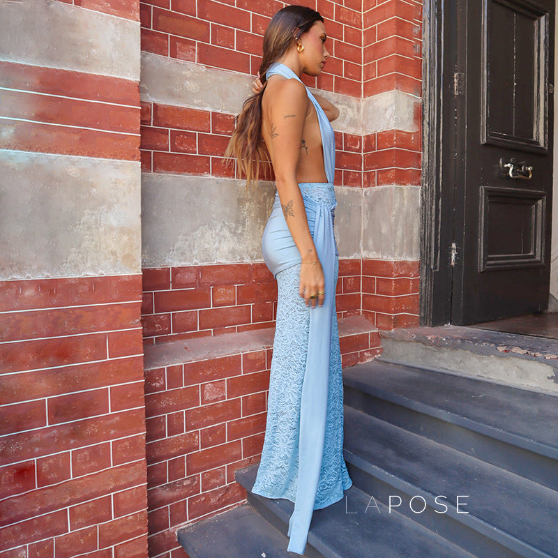 Ayana Lace Halter Maxi Dress [71XD0BJU]