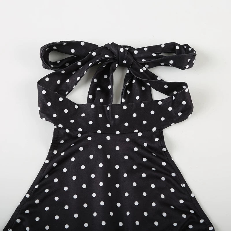 LaPose - Ayanna Polka Dot Halter Mini Dress