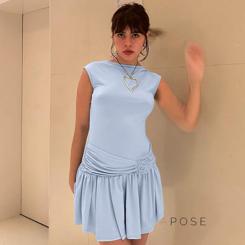 Aylee Backless Pleated Mini Dress [Y02HKH97]