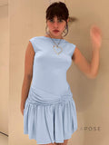 Aylee Backless Pleated Mini Dress [YUB3I1FO]