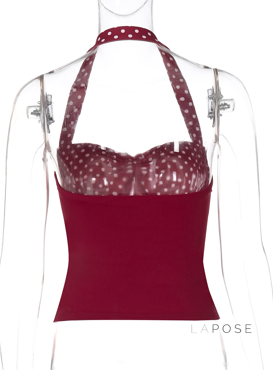 Aylin Polka Dot Halter Top [FE9STGC3]