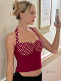 Aylin Polka Dot Halter Top [EUE2T1RN]