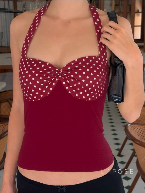 Aylin Polka Dot Halter Top [43N07L38]