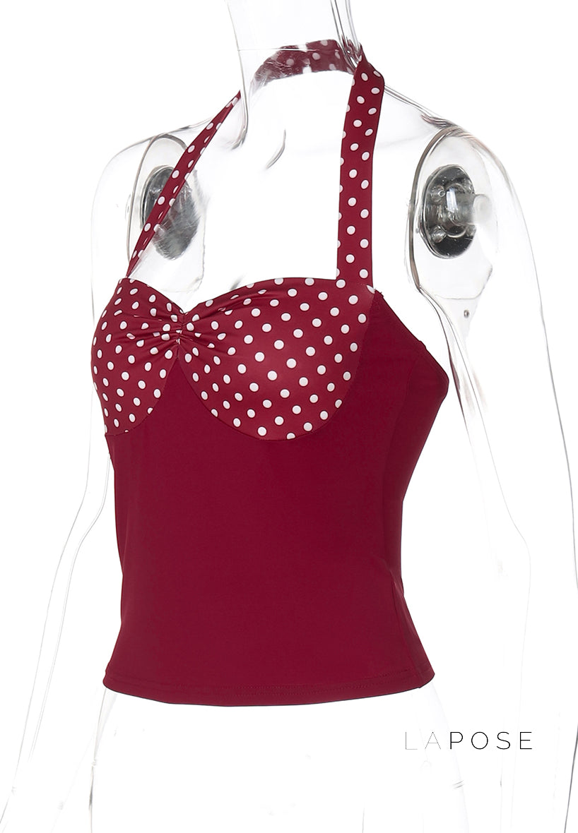 Aylin Polka Dot Halter Top [H2PP12LM]