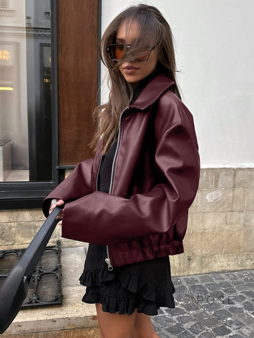 Ayven Oversized Faux Leather Jacket [9P54OC4D]