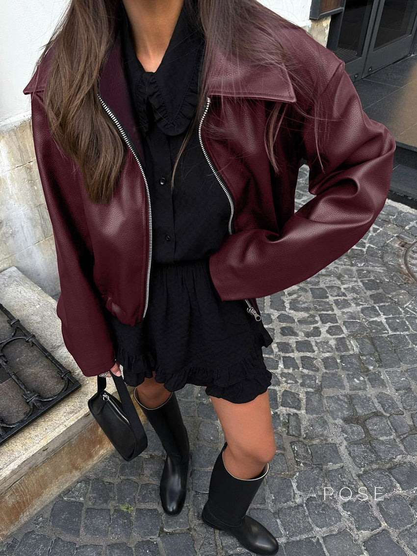 Ayven Oversized Faux Leather Jacket [MC7CDLKE]