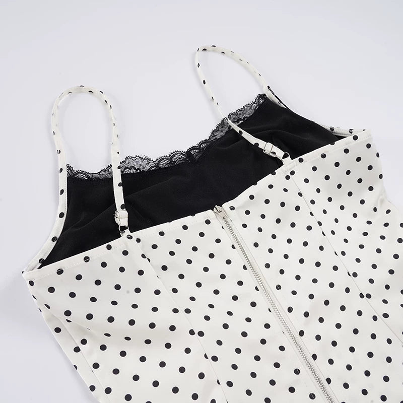 LaPose - Azalia Lace Trim Polka Dot Cami