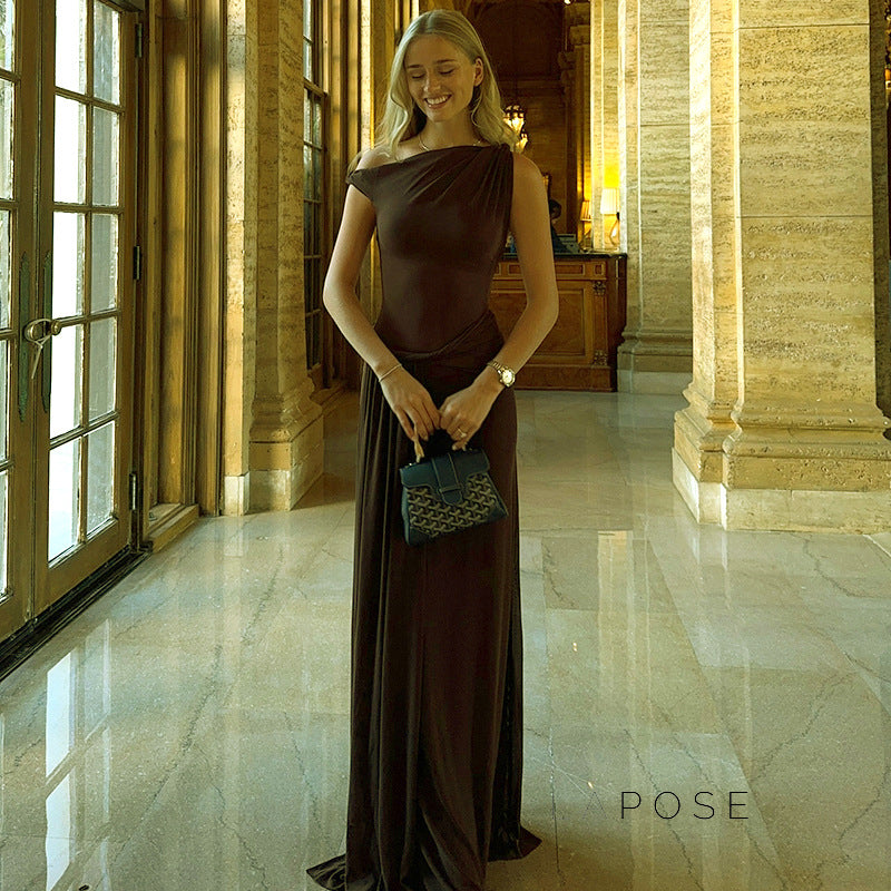 Azalia Twisted Draped Dress [PMWBD0RG]