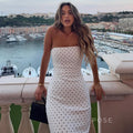 Azaria Polka Dot Strapless Midi Dress [23SLGJBV]