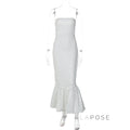 Azaria Polka Dot Strapless Midi Dress [Y7A8SI1R]