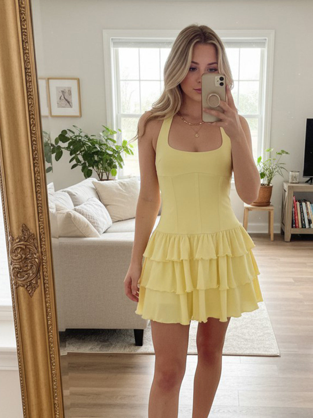 Aziya Halter Tiered Mini Dress [N582TDUI]