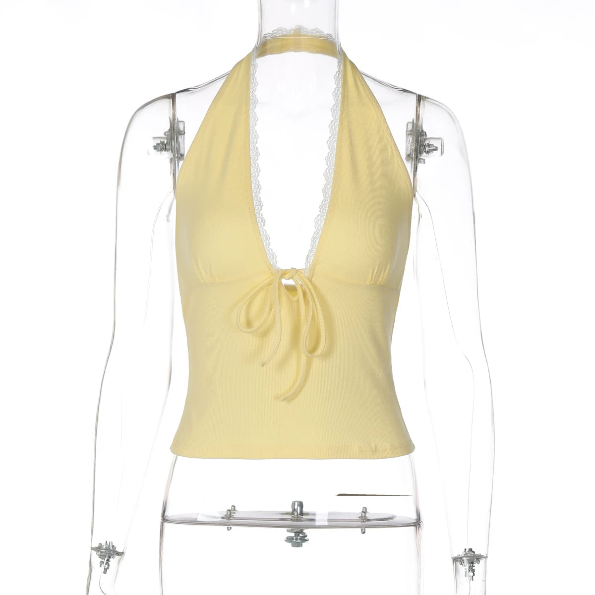 LaPose - Bailey Lace Trim Halter Top - Yellow Color