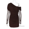 Batya One Shoulder Mesh Mini Dress [MEQV4A3J]