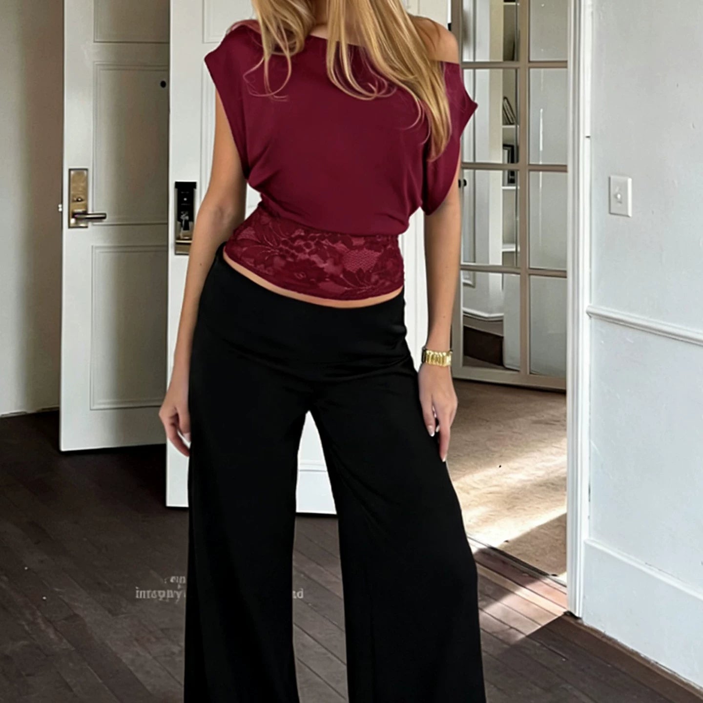 LaPose - Bayley One Shoulder Lace Top