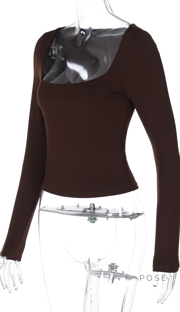 Baylie Square Neck Long Sleeve Top [1921RLDP]