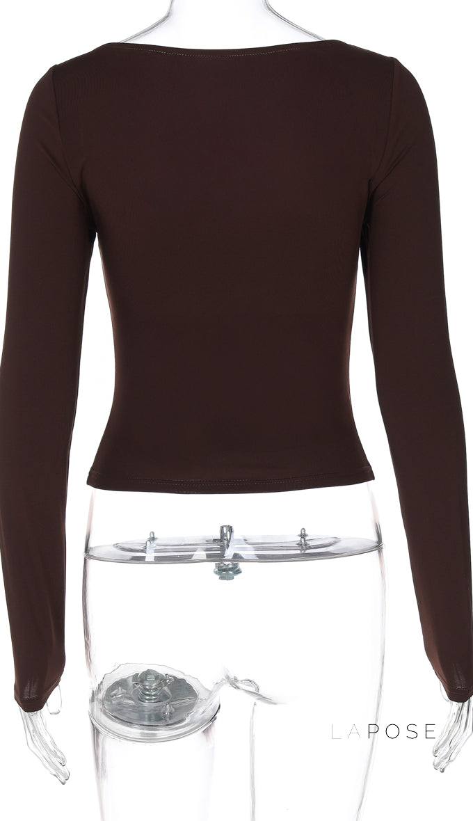 Baylie Square Neck Long Sleeve Top [RP1W5RVS]