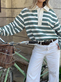 Bella Striped Polo Long-Sleeve Top [ZCON62AY]