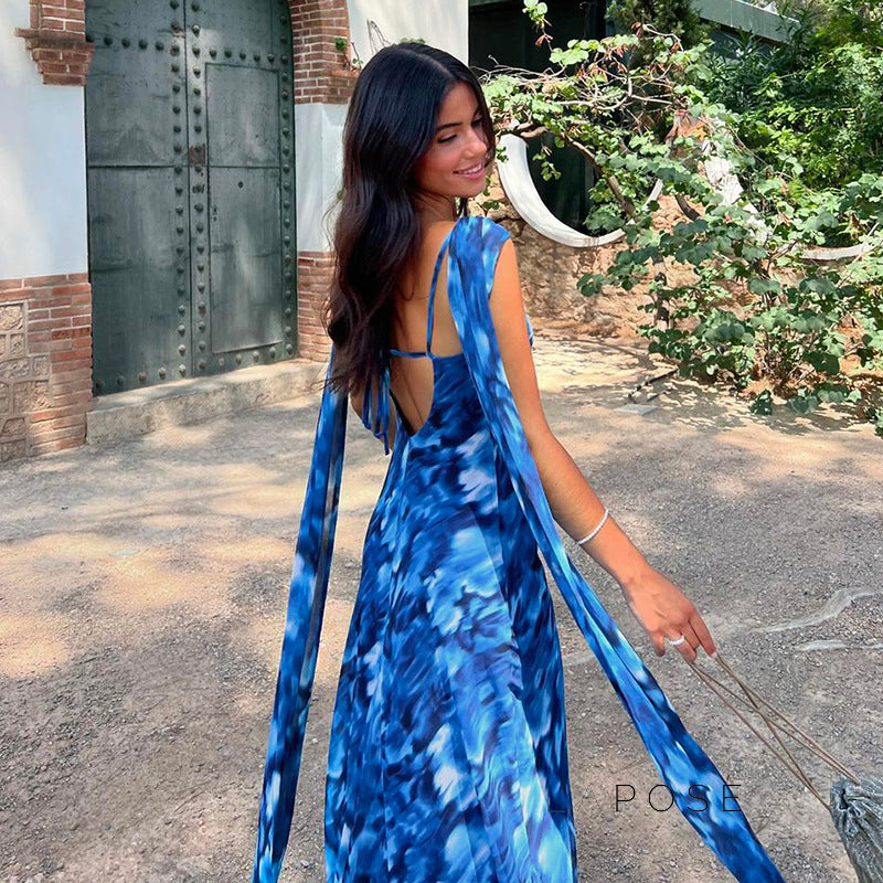 Bennett Printed Backless Maxi Dress [HVFFEO7L]
