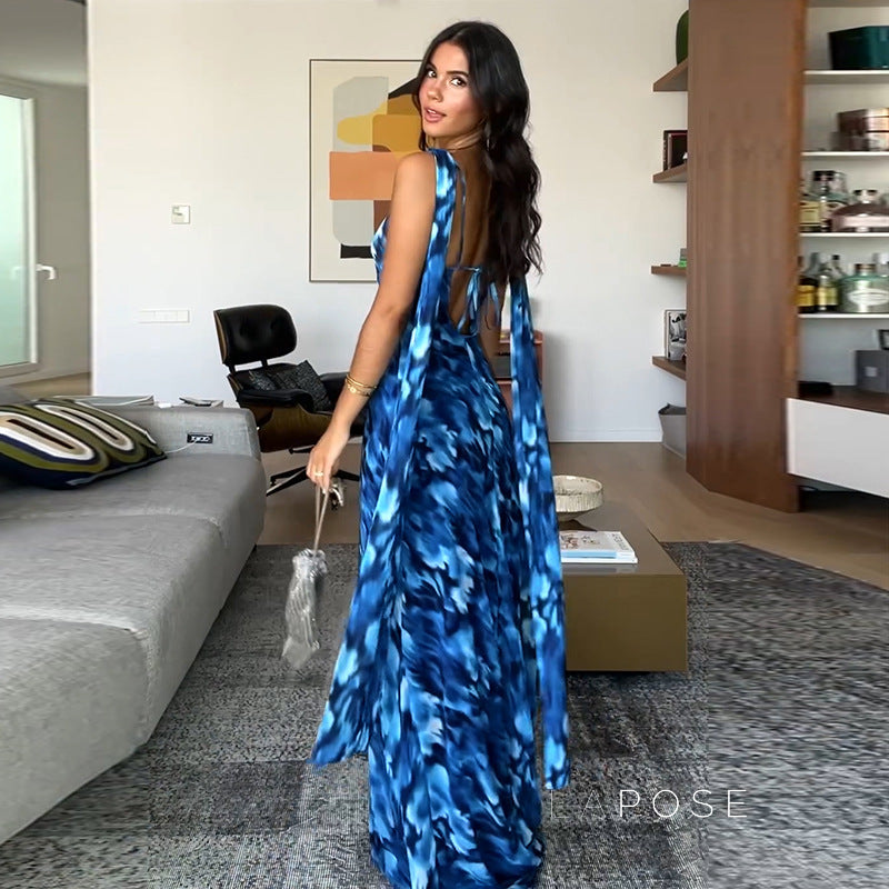 Bennett Printed Backless Maxi Dress [PJXH8K6T]
