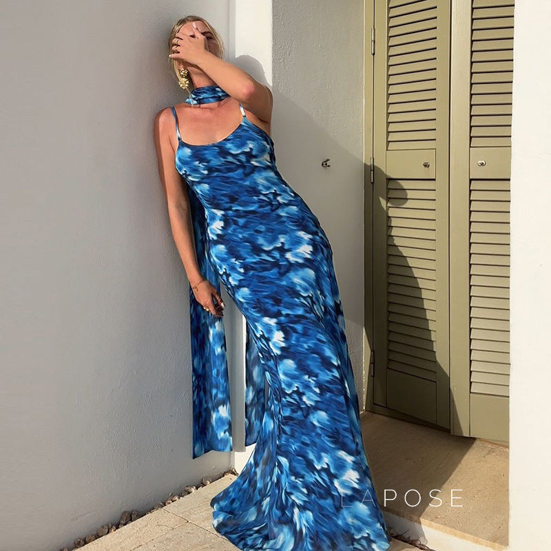 Bennett Printed Backless Maxi Dress [XEEAOXHV]