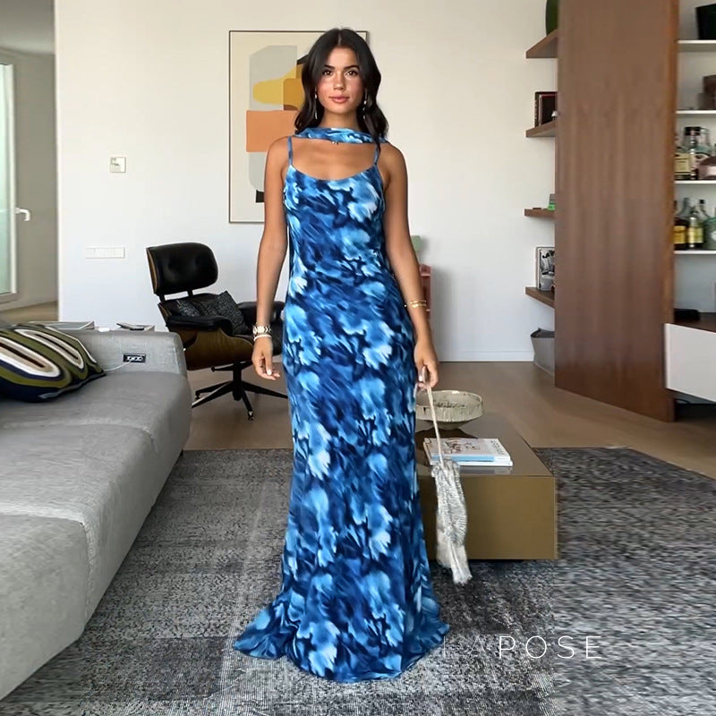 Bennett Printed Backless Maxi Dress [85WZO3B5]