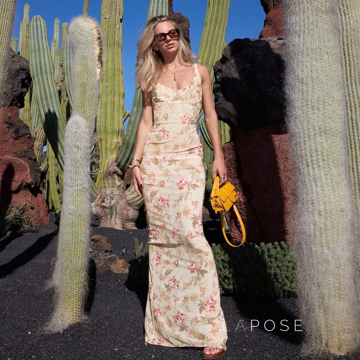 Bentlee Floral Backless Maxi Dress [3T0JSF14]