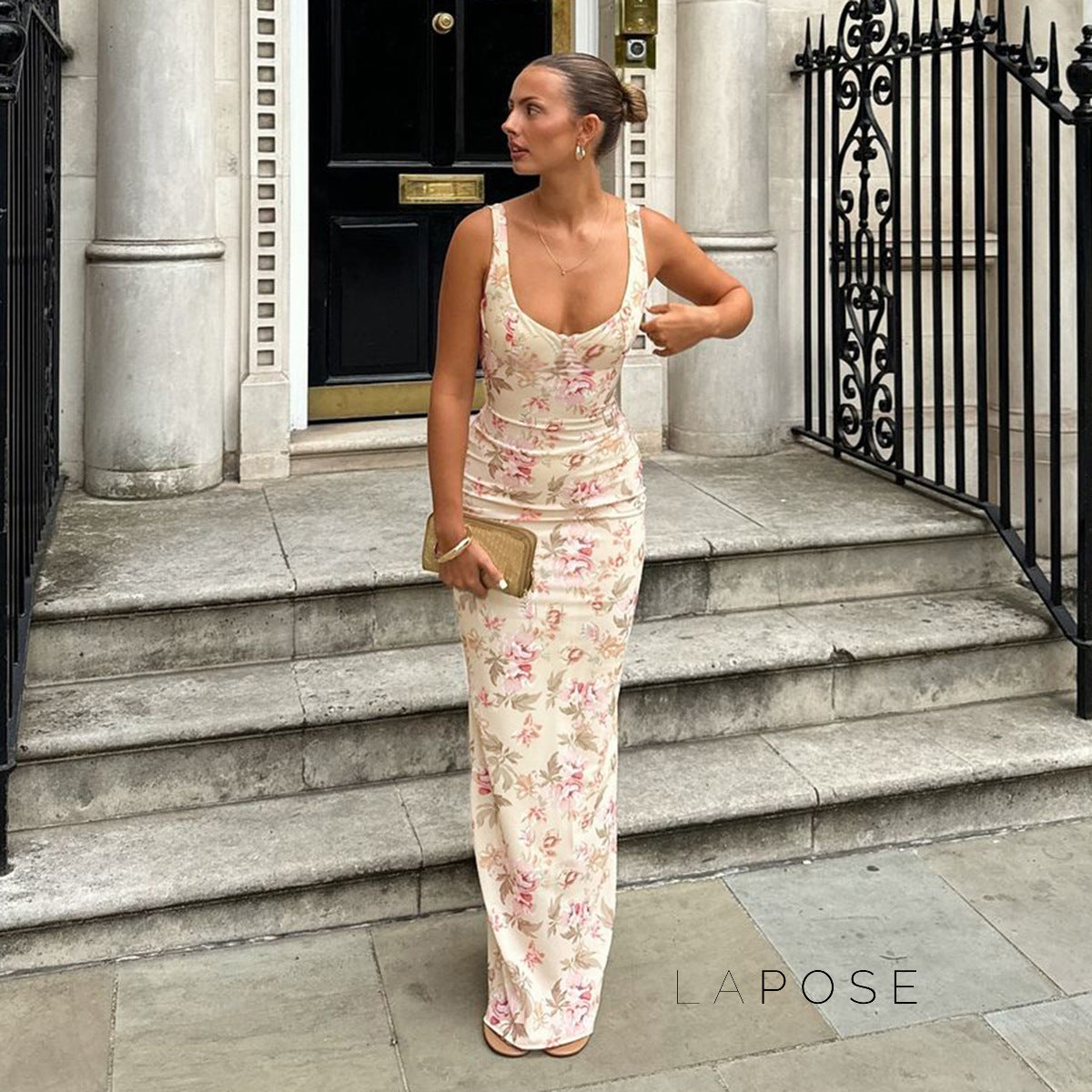 Bentlee Floral Backless Maxi Dress [A4OEUV30]