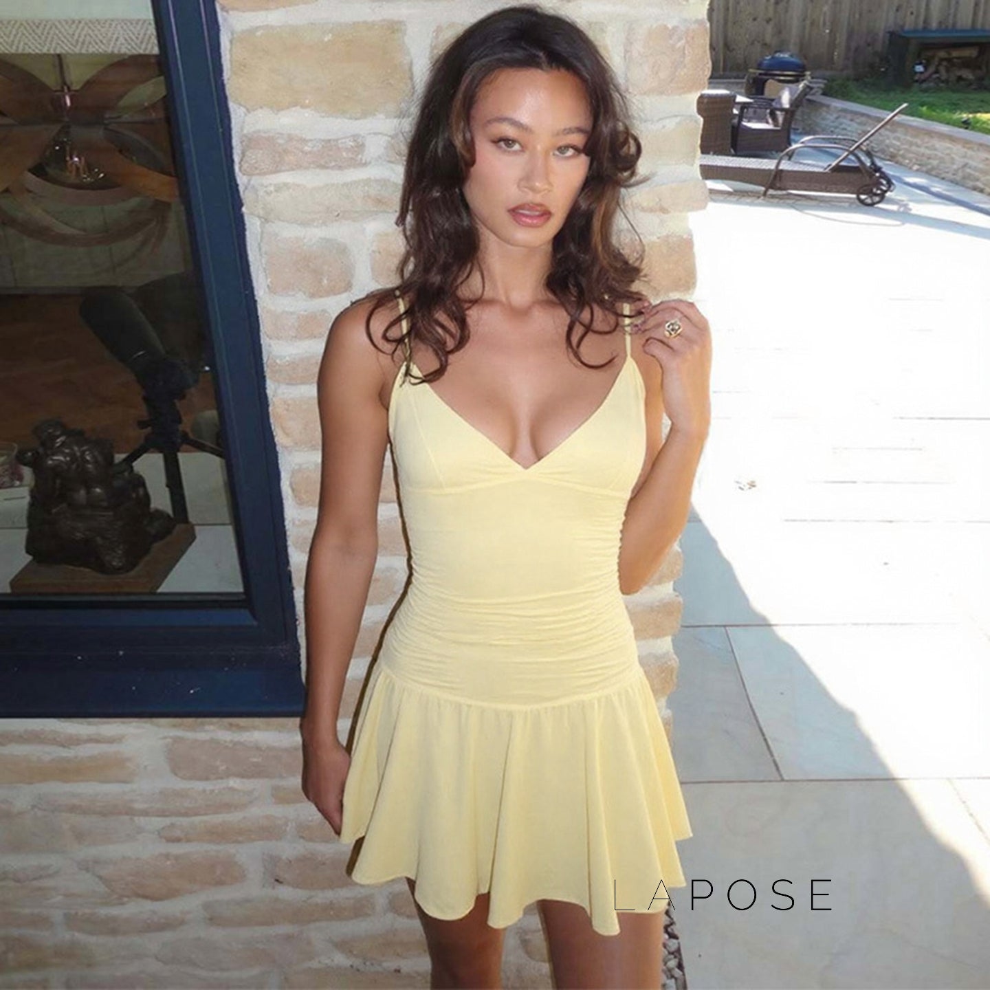 Blakelee Pleated Strappy Mini Dress [35ZMJTO9]
