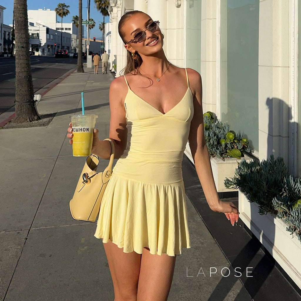 Blakelee Pleated Strappy Mini Dress [SX2UKFWW]