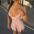 Blakelee Pleated Strappy Mini Dress [EZ36XFOP]