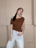 Blessing Pleated One-Shoulder Top [GJJBM0WK]