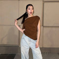 Blessing Pleated One-Shoulder Top [0UEXLZLR]
