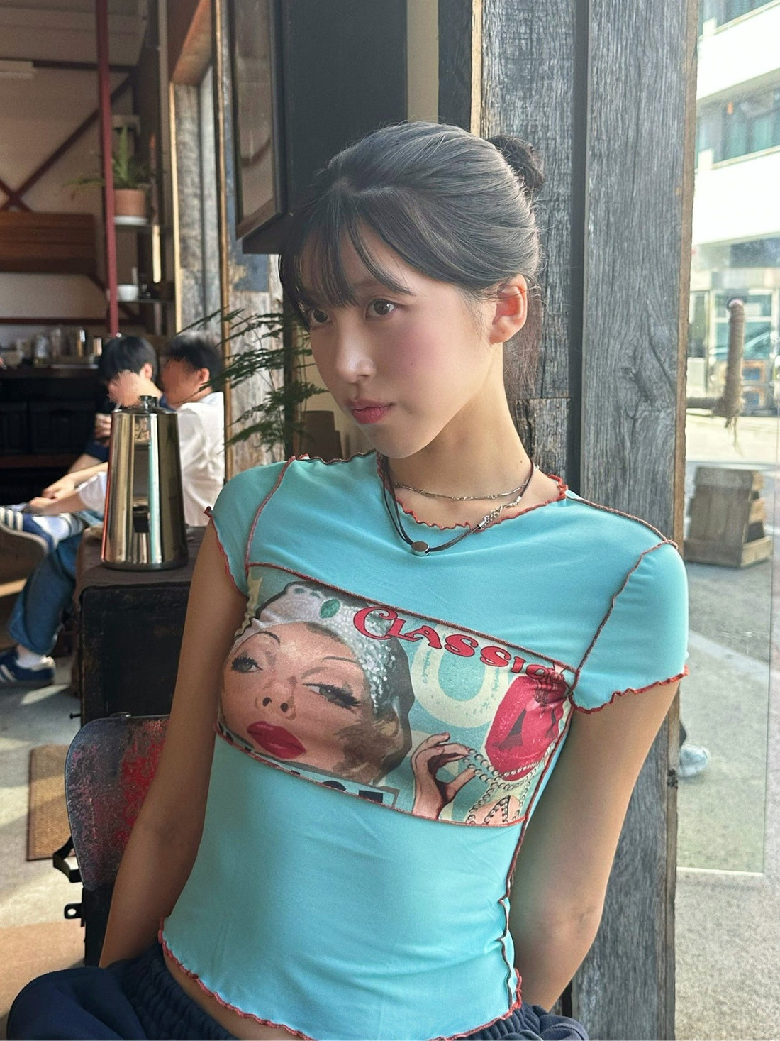 Bliss Y2K Printed Mesh Top