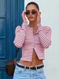Bo Striped Button-Up Cardigan [CG6MO2OZ]