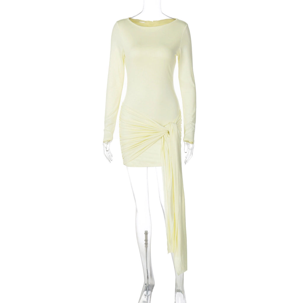 Bodycon Mini Dress with Waist Ribbon [EA14XSMZ]