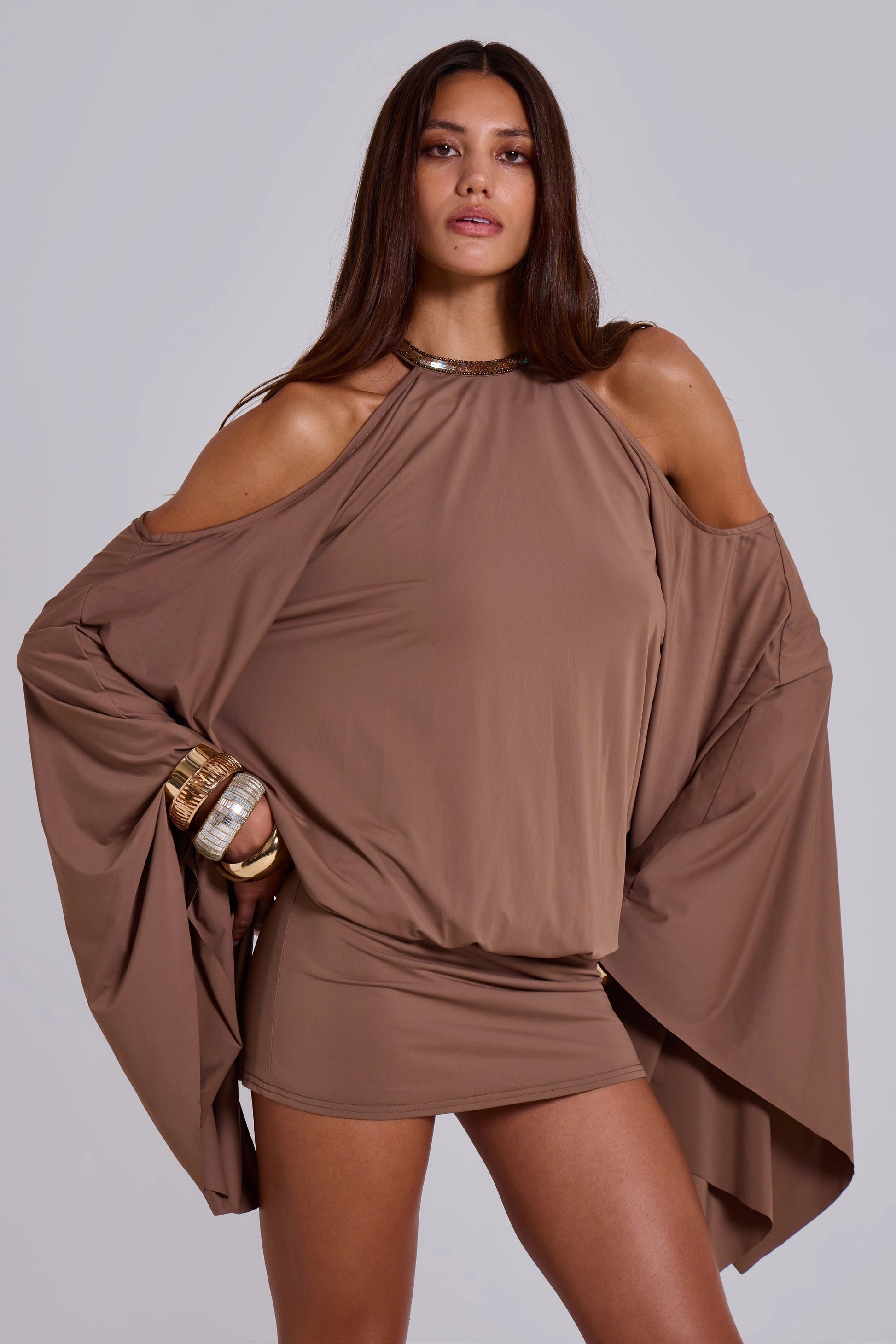 LaPose Bracha Embellished Butterfly Mini Dress