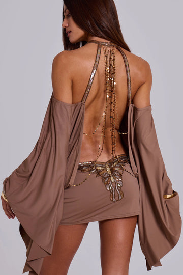 LaPose Bracha Embellished Butterfly Mini Dress