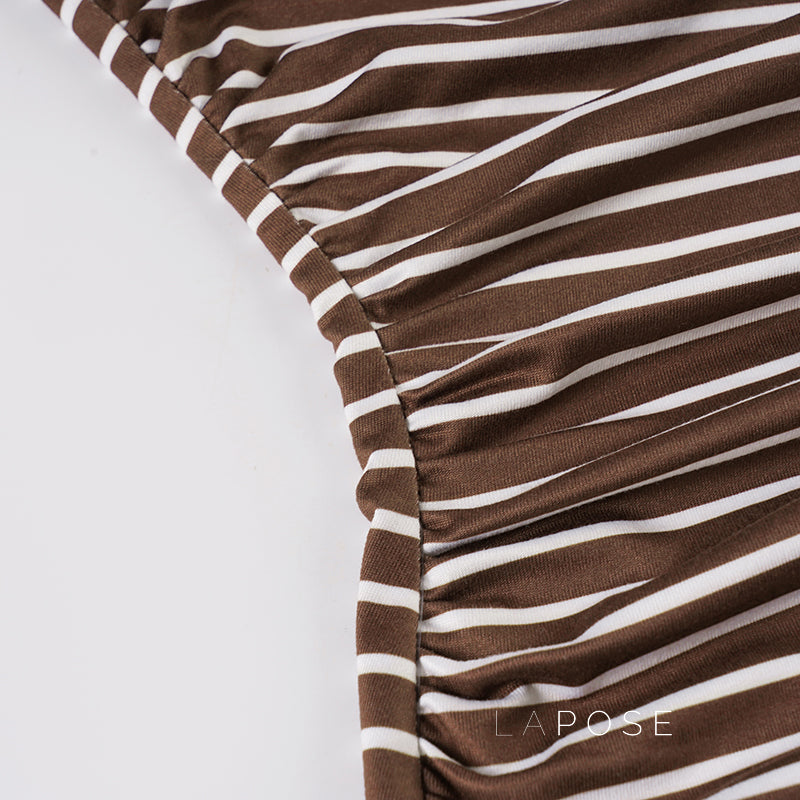 Bracha Striped Ruched One-Shoulder Dress [6SP65OKW]
