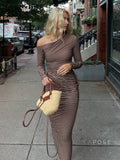 Bracha Striped Ruched One-Shoulder Dress [94H7NKRO]