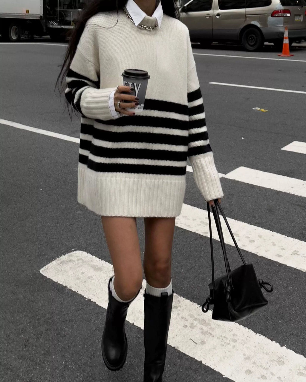 LaPose - Braeleigh Striped Oversized Knit Sweater