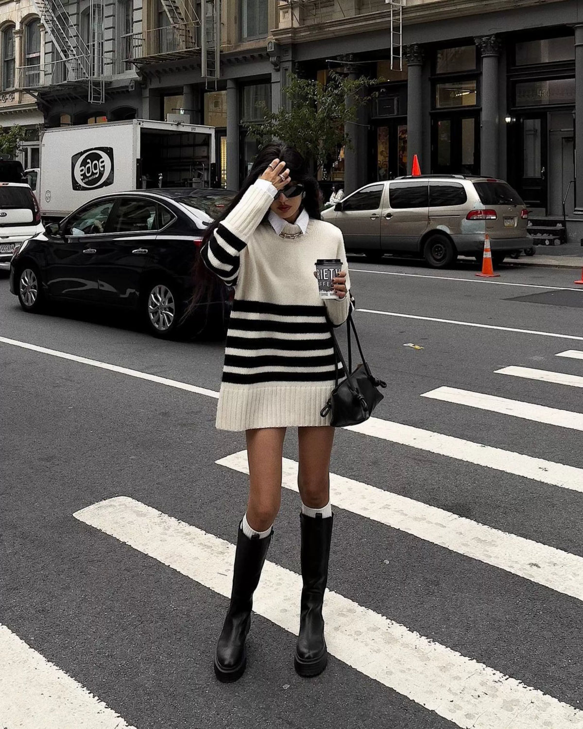 LaPose - Braeleigh Striped Oversized Knit Sweater
