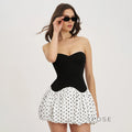 Brayleigh Polka Dot Tube Mini Dress [PWATG063]