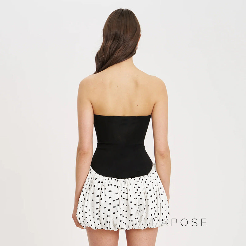 Brayleigh Polka Dot Tube Mini Dress [PL7SQFET]