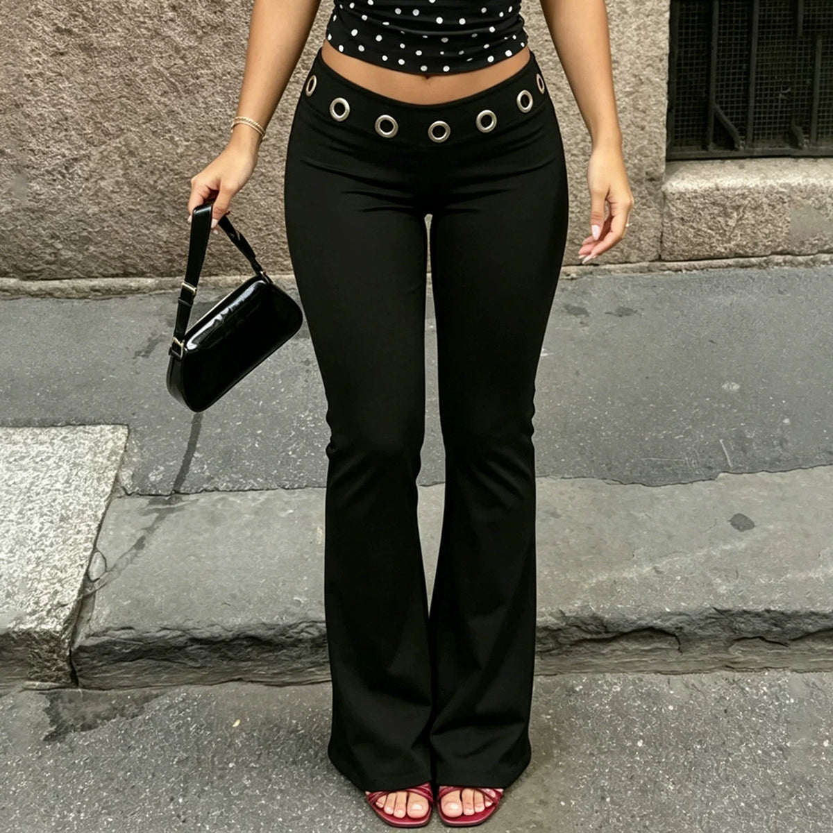 LaPose - Breanna Low Rise Grommet Flare Pants