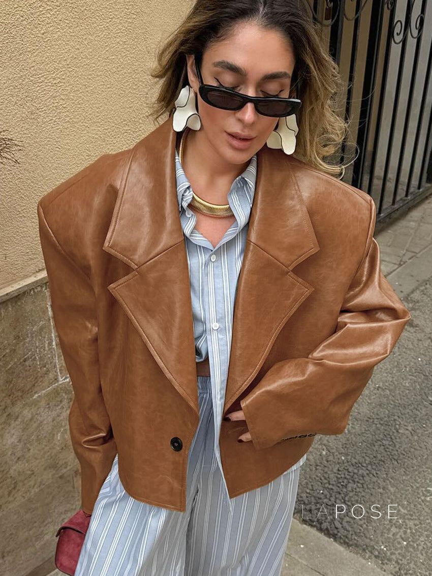 Brecklynn Faux Leather Blazer [F58HLE6G]
