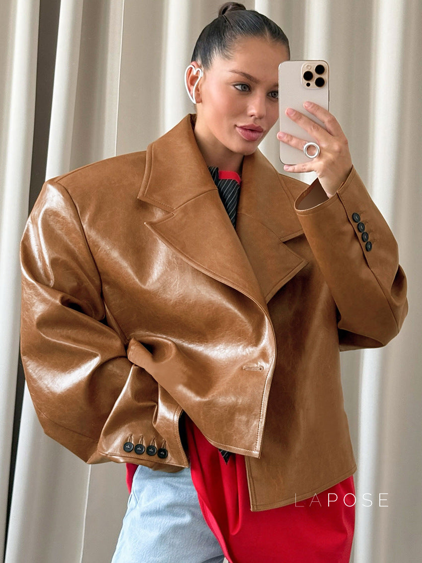 Brecklynn Faux Leather Blazer [SES2LGPT]