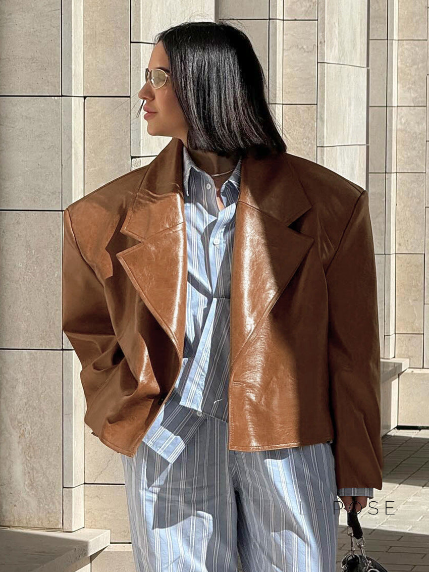Brecklynn Faux Leather Blazer [URK0GN34]