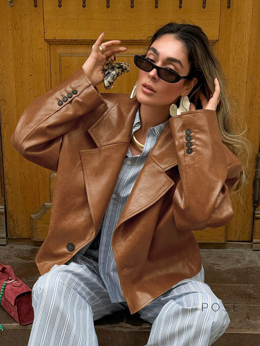Brecklynn Faux Leather Blazer [8692J5DH]