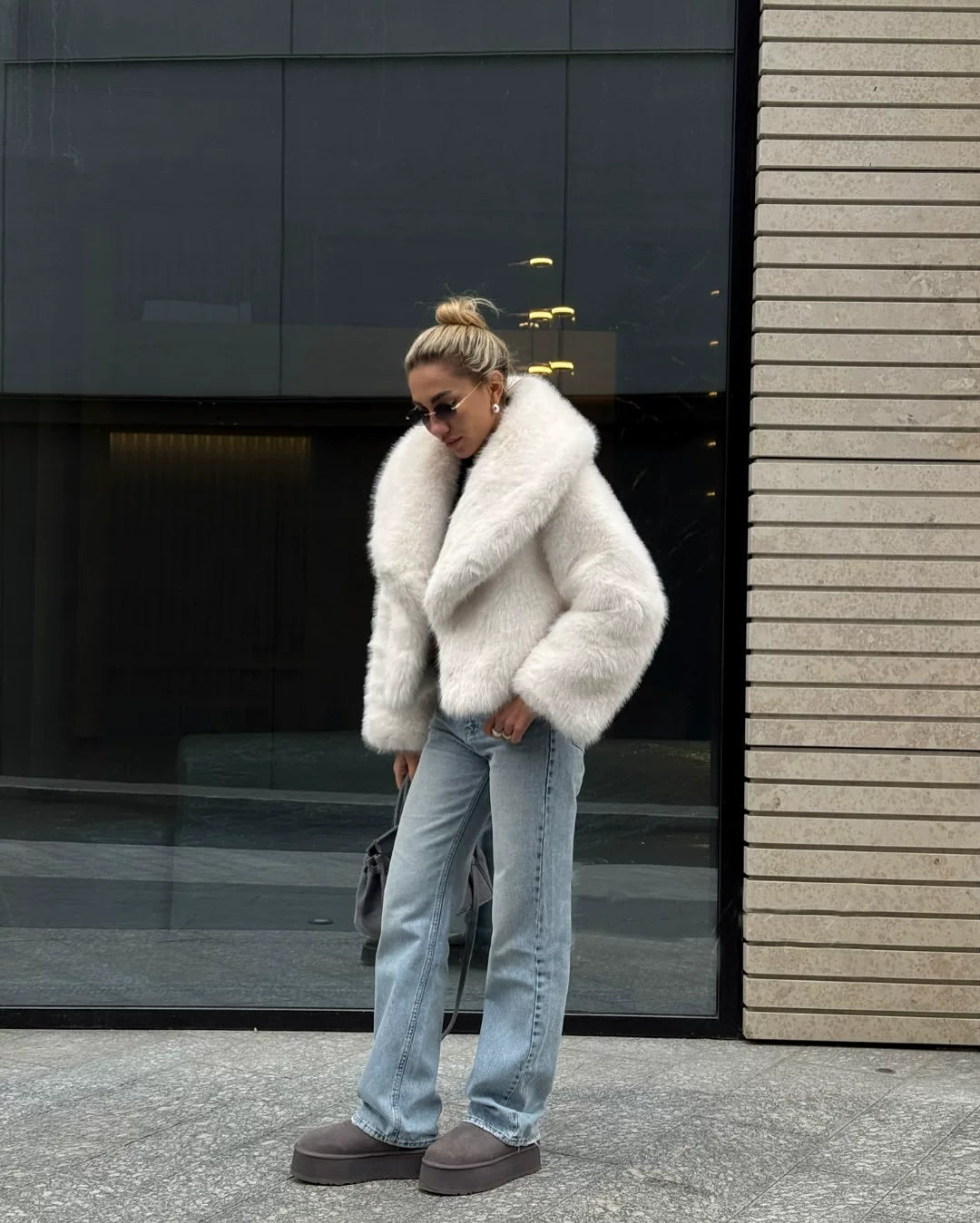 LaPose - Brenda Cropped Faux Fur Jacket
